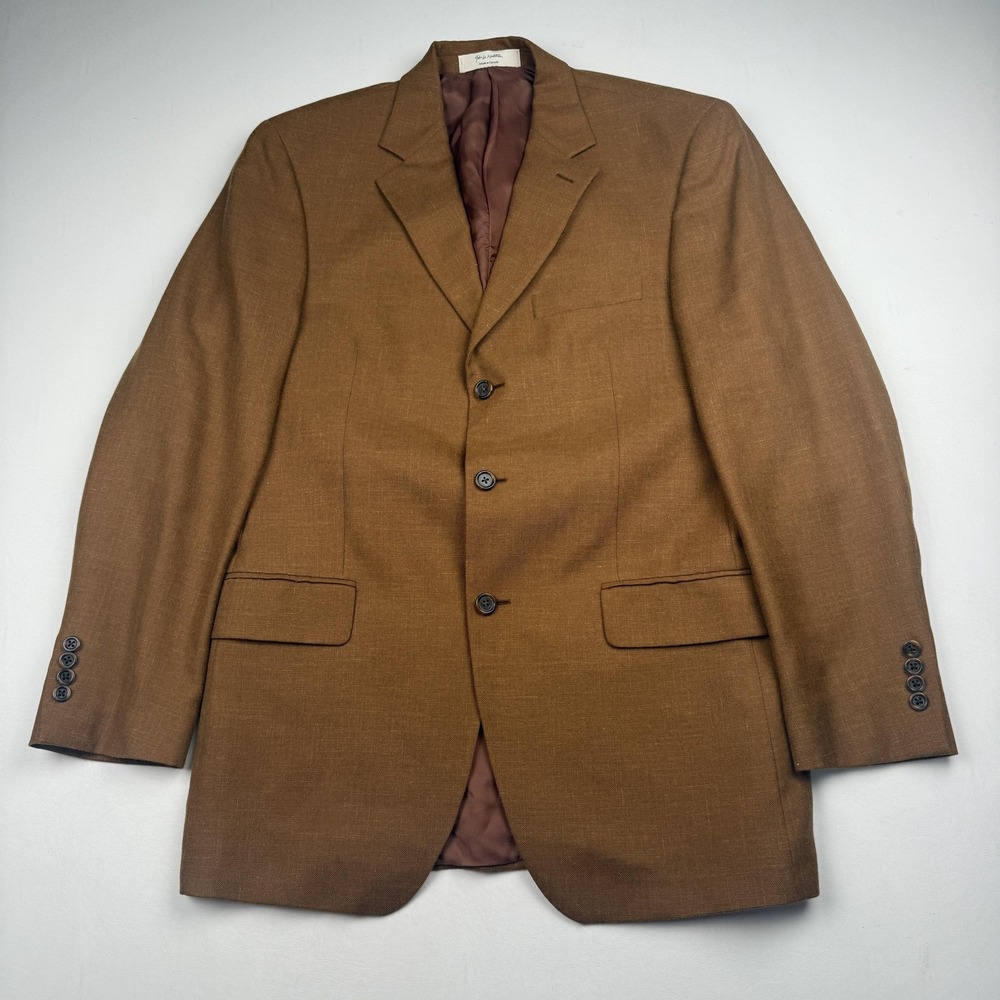 John W Nordstrom Blazer Mens 41 Long Brown Camelhair Linen Silk Loro Piana Italy